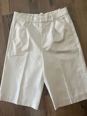 Women’s Madewell Classic Pleated Bermuda Shorts beige size 2 NWT